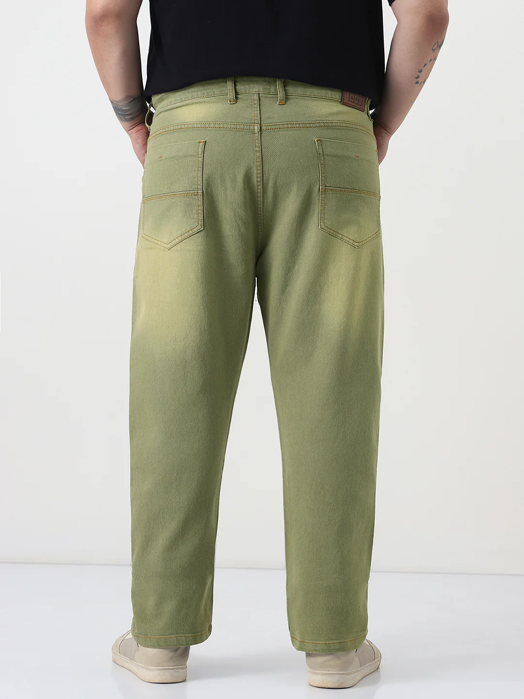 Plus Men's Ice Grey Straight Fit Heavy Washed Jeans Stretchable - Image 3