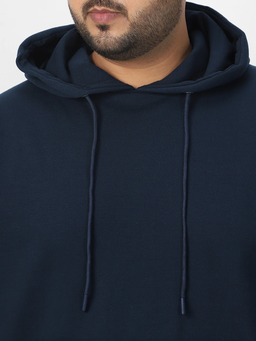 Plus Men's Iris Navy Cotton Solid Oversized Hooded Neck Sweatshirt - Image 5