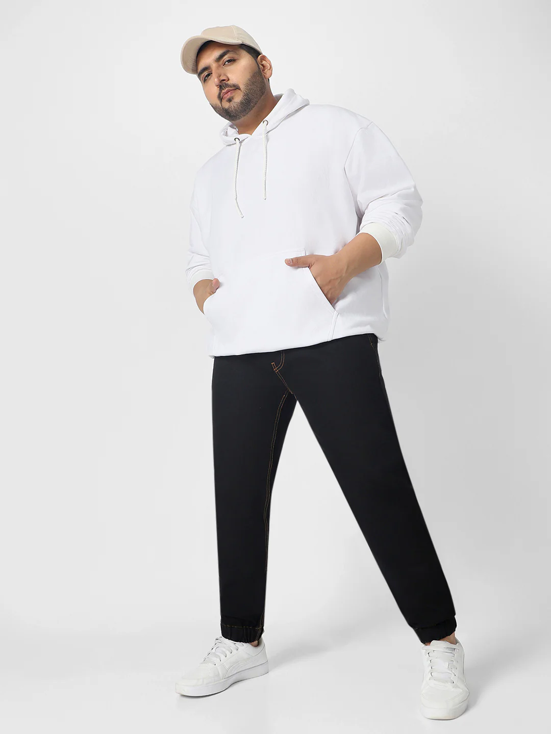 Plus Men's Jet Black Regular Fit Washed Jogger Jeans Stretchable - Image 5