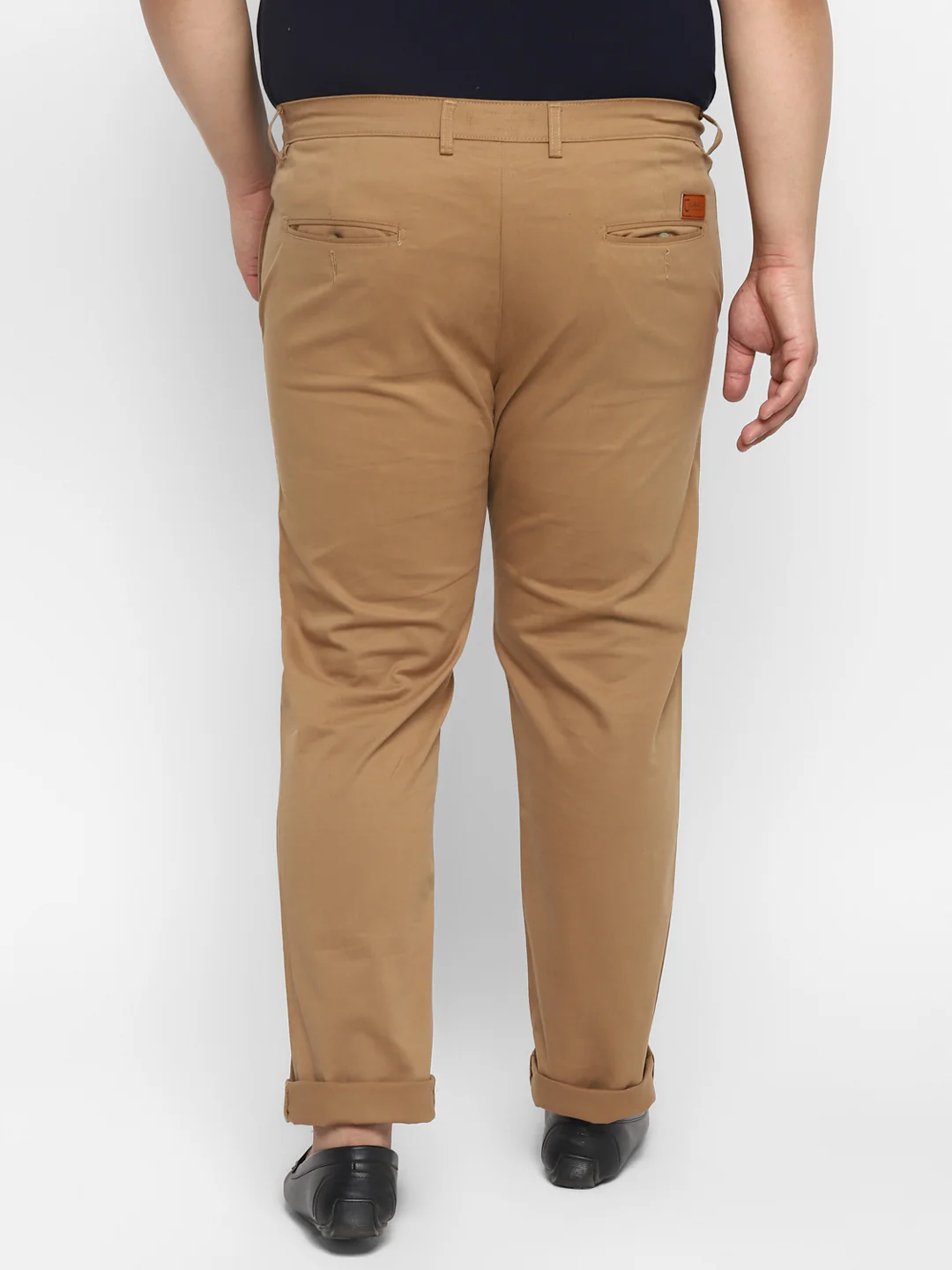 Plus Men's Khaki Cotton Regular Fit Casual Chinos Trousers Stretch - Image 5