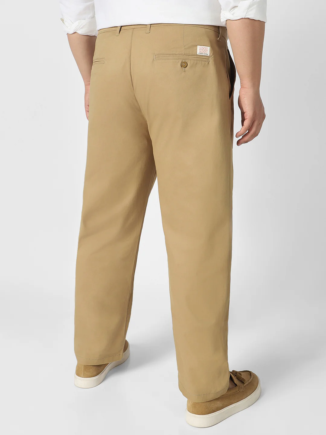 Plus Men's Khaki Cotton Regular Fit Casual Chinos Trousers Stretch - Image 3