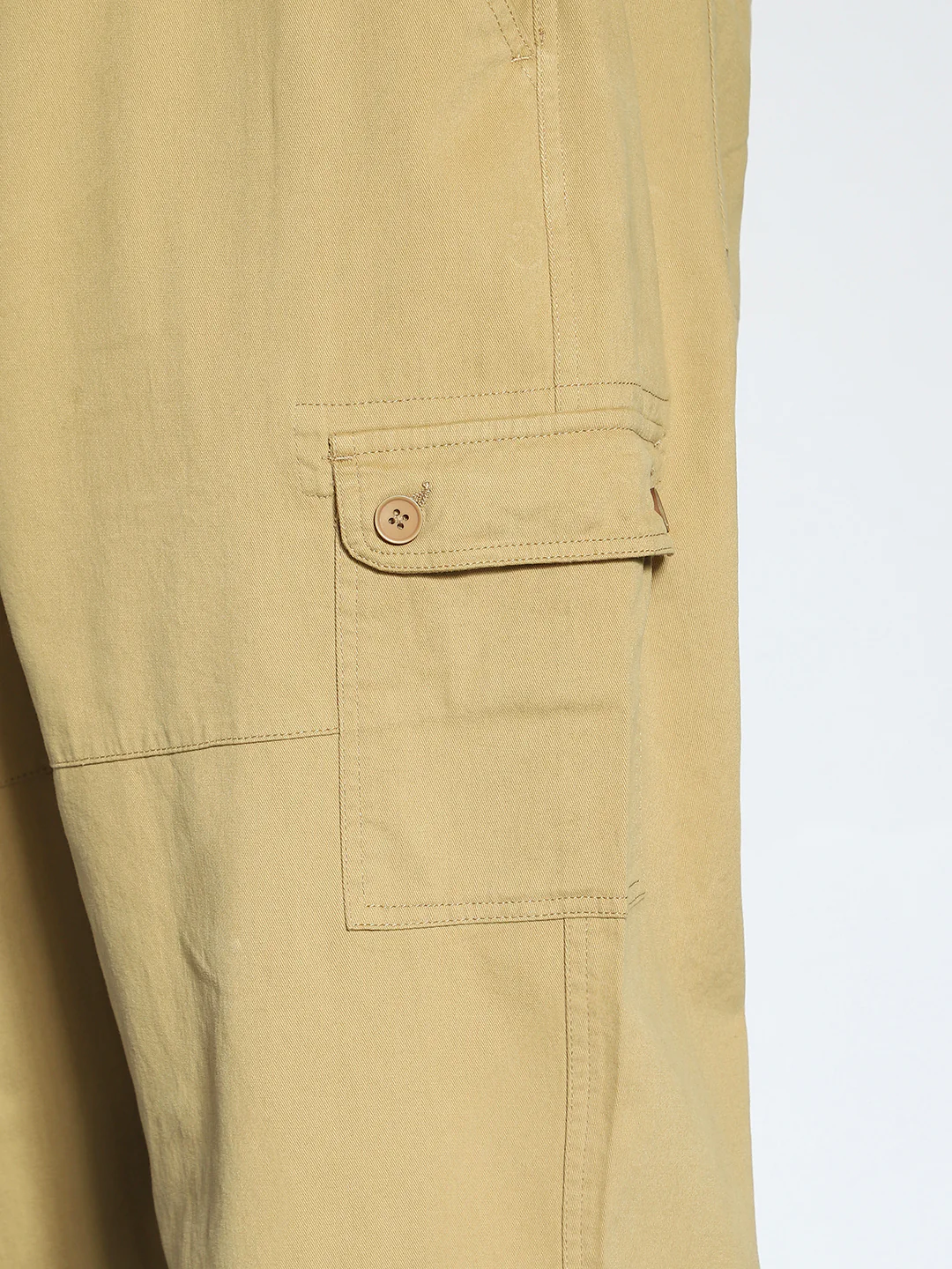 Plus Men's Khaki Loose Baggy Fit Cargo Jogger Chino Pant with 6 Pockets Stretchable - Image 5