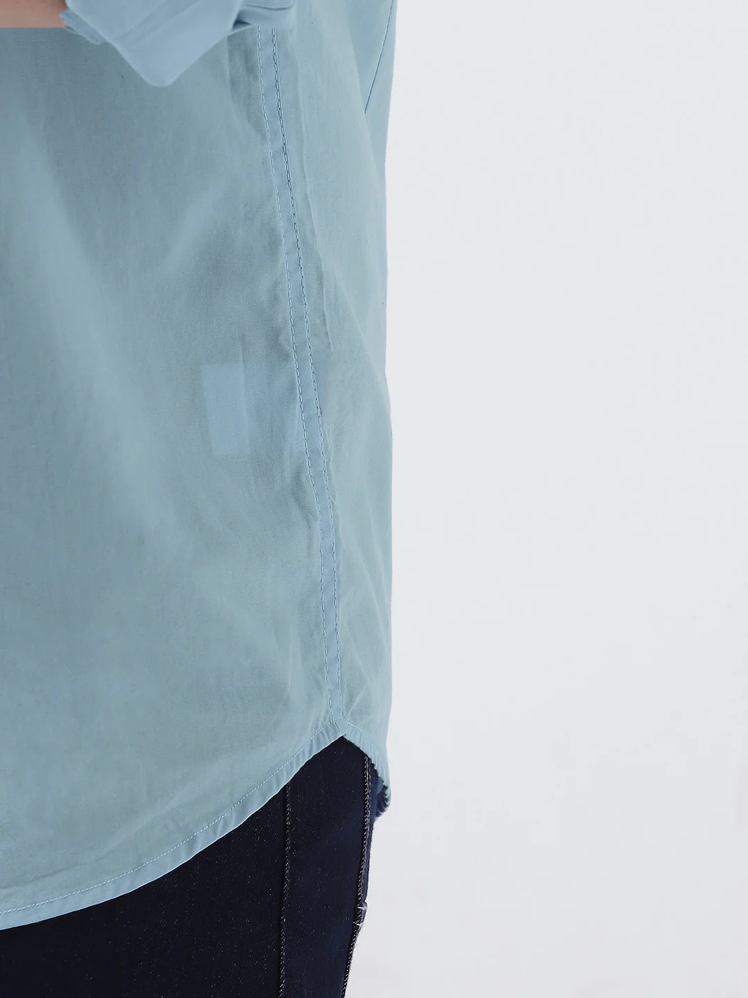 Plus Men's Light Blue Cotton Full Sleeve Regular Fit Casual Solid Shirt - Image 6