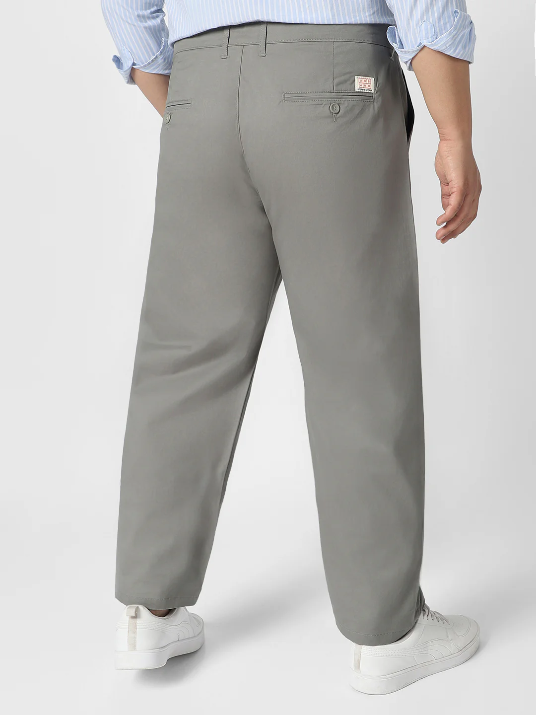 Plus Men's Light Blue Cotton Regular Fit Casual Chinos Trousers Stretch - Image 3