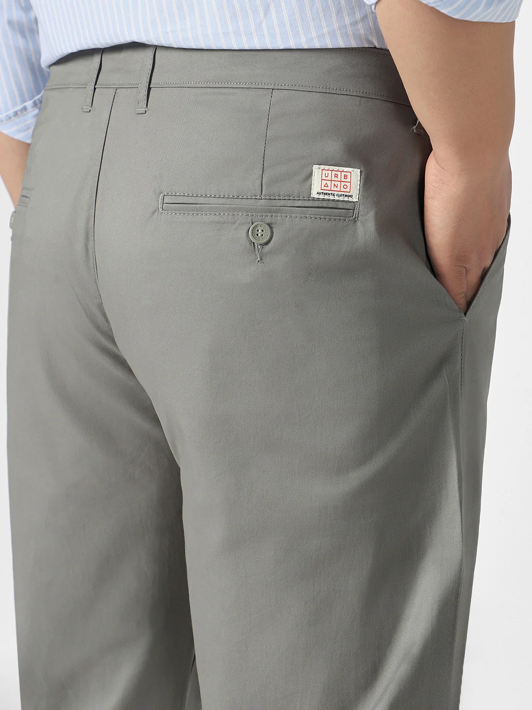 Plus Men's Light Blue Cotton Regular Fit Casual Chinos Trousers Stretch - Image 5