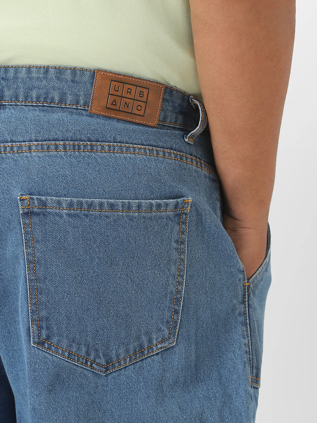 Plus Men's Light Blue Loose Fit Cargo Jeans with 6 Pockets Non-Stretchable - Image 5