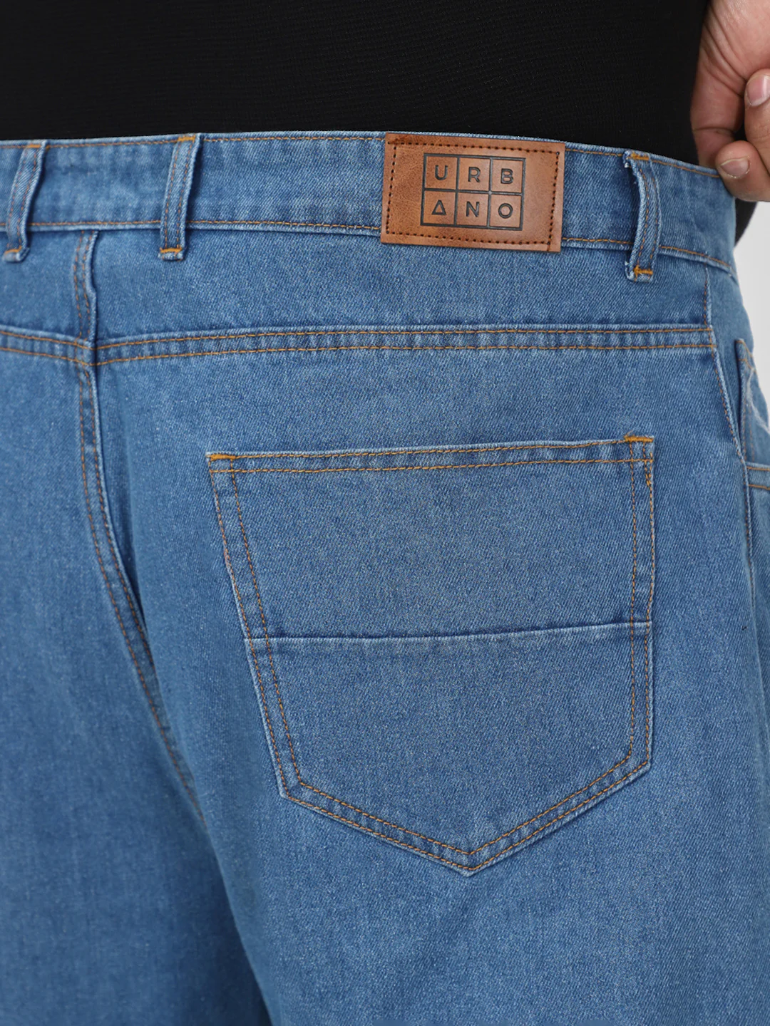 Plus Men's Light Blue Loose Fit Washed Jeans Non-Stretchable - Image 7