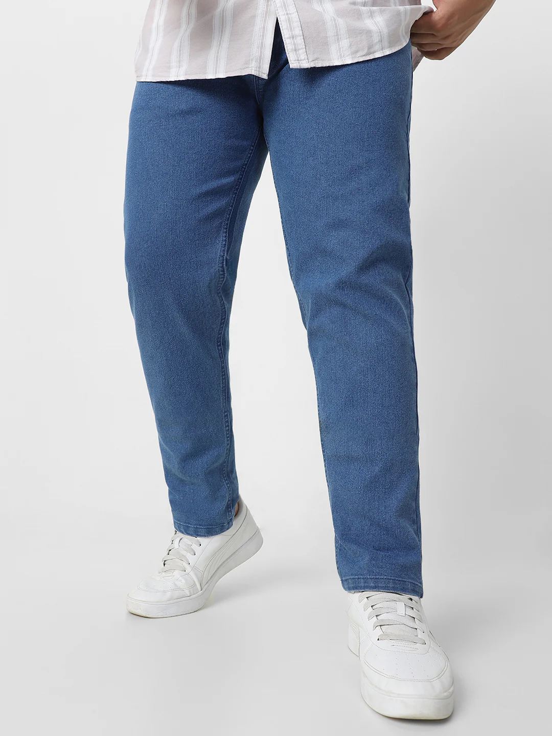 Plus Men's Light Blue Regular Fit Denim Jeans Stretchable - Image 2