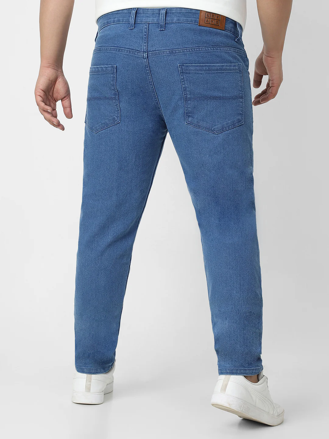 Plus Men's Light Blue Regular Fit Denim Jeans Stretchable - Image 5