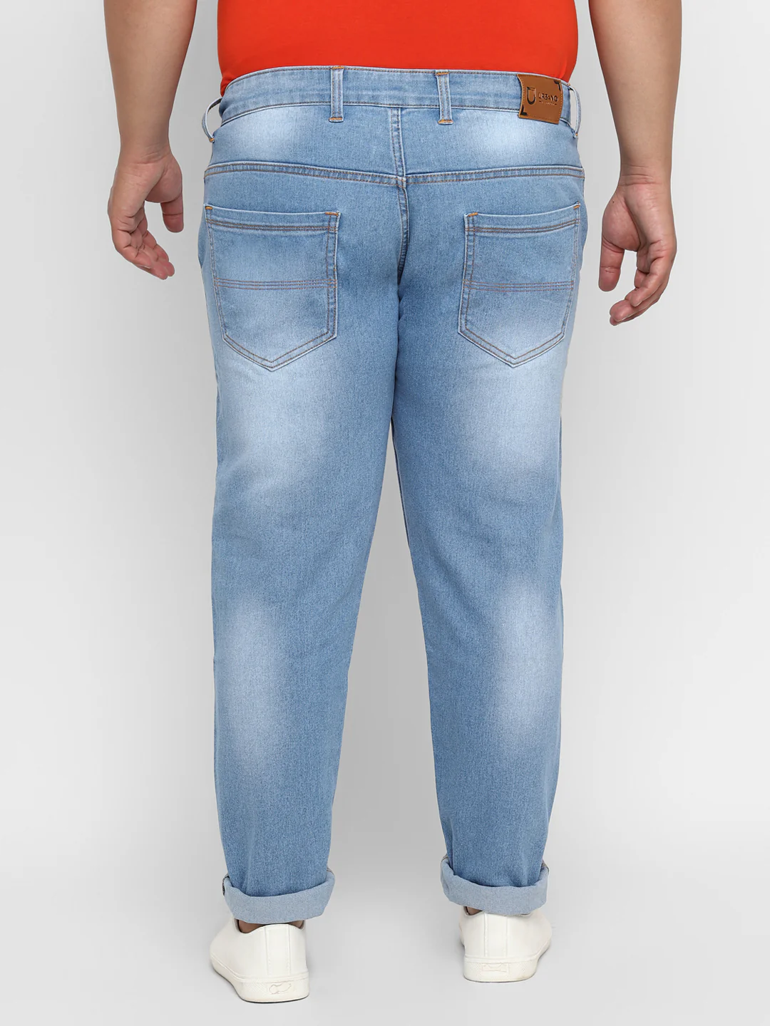 Plus Men's Light Blue Regular Fit Denim Jeans Stretchable - Image 3