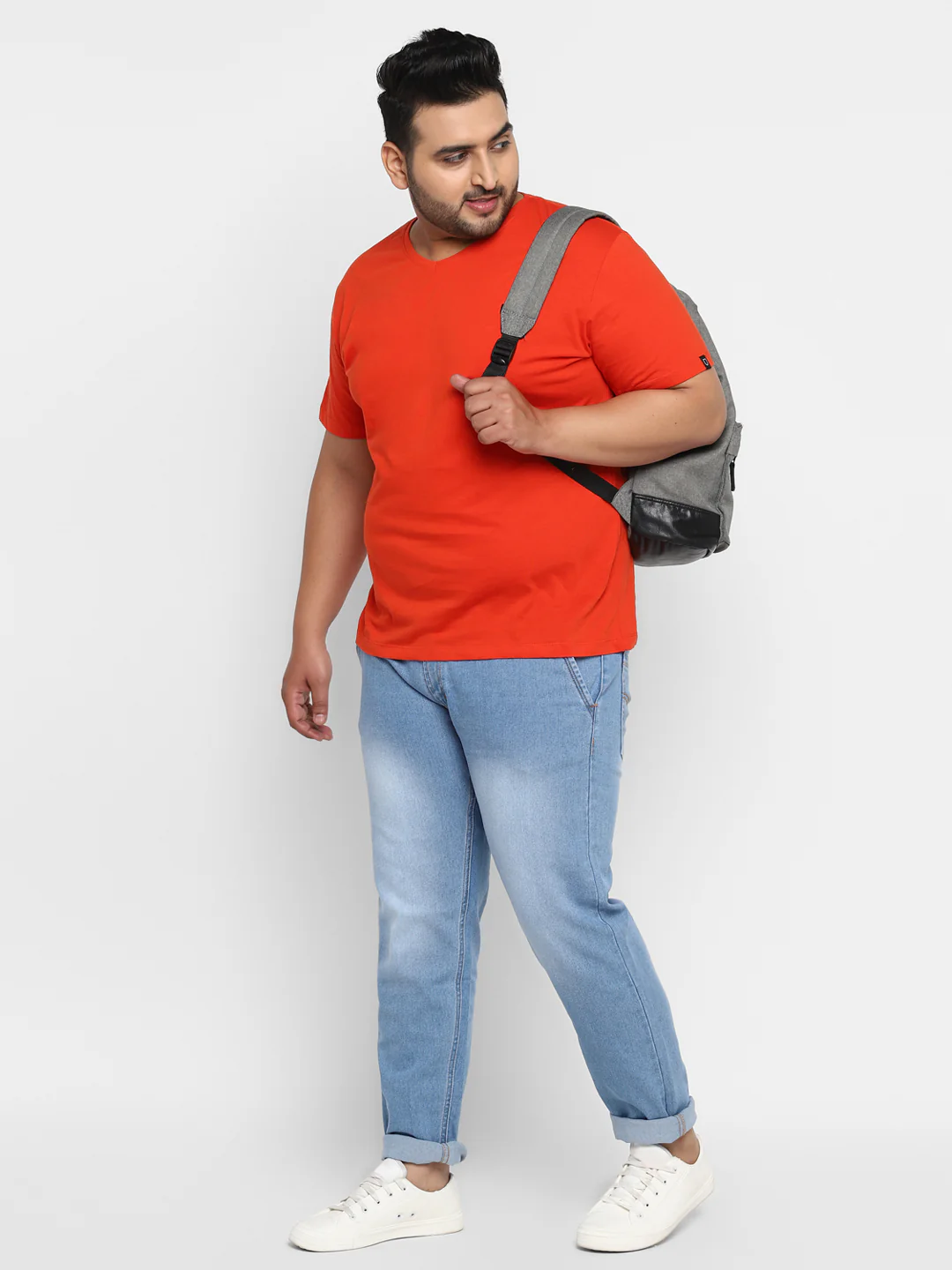 Plus Men's Light Blue Regular Fit Denim Jeans Stretchable - Image 4