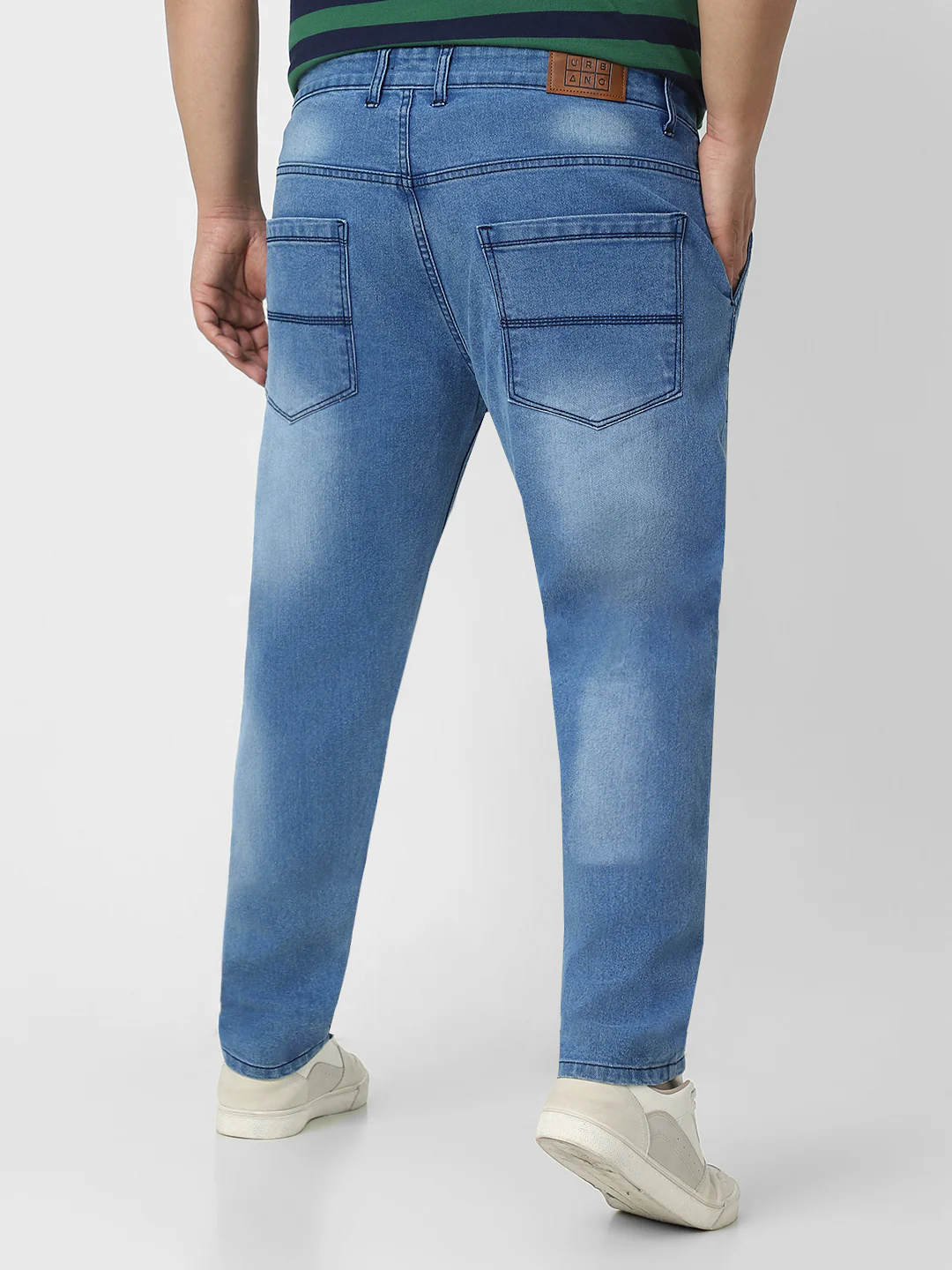 Plus Men's Light Blue Regular Fit Denim Jeans Stretchable - Image 3