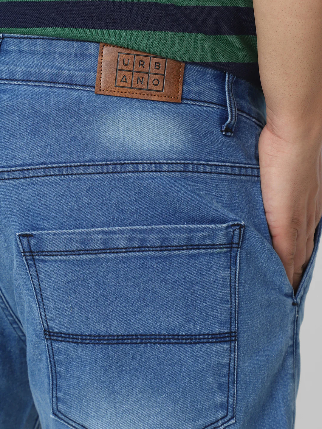 Plus Men's Light Blue Regular Fit Denim Jeans Stretchable - Image 5