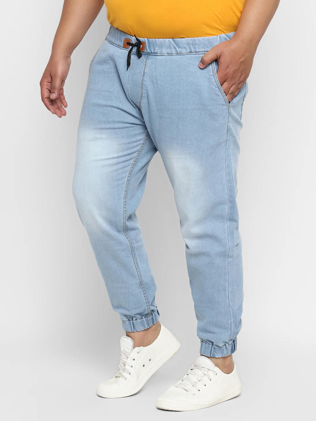 Plus Men's Light Blue Regular Fit Jogger Jeans Stretch - Image 2