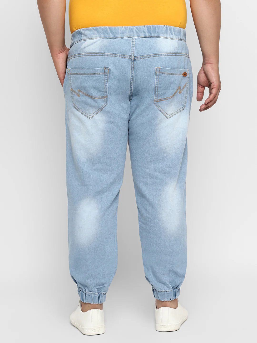 Plus Men's Light Blue Regular Fit Jogger Jeans Stretch - Image 3