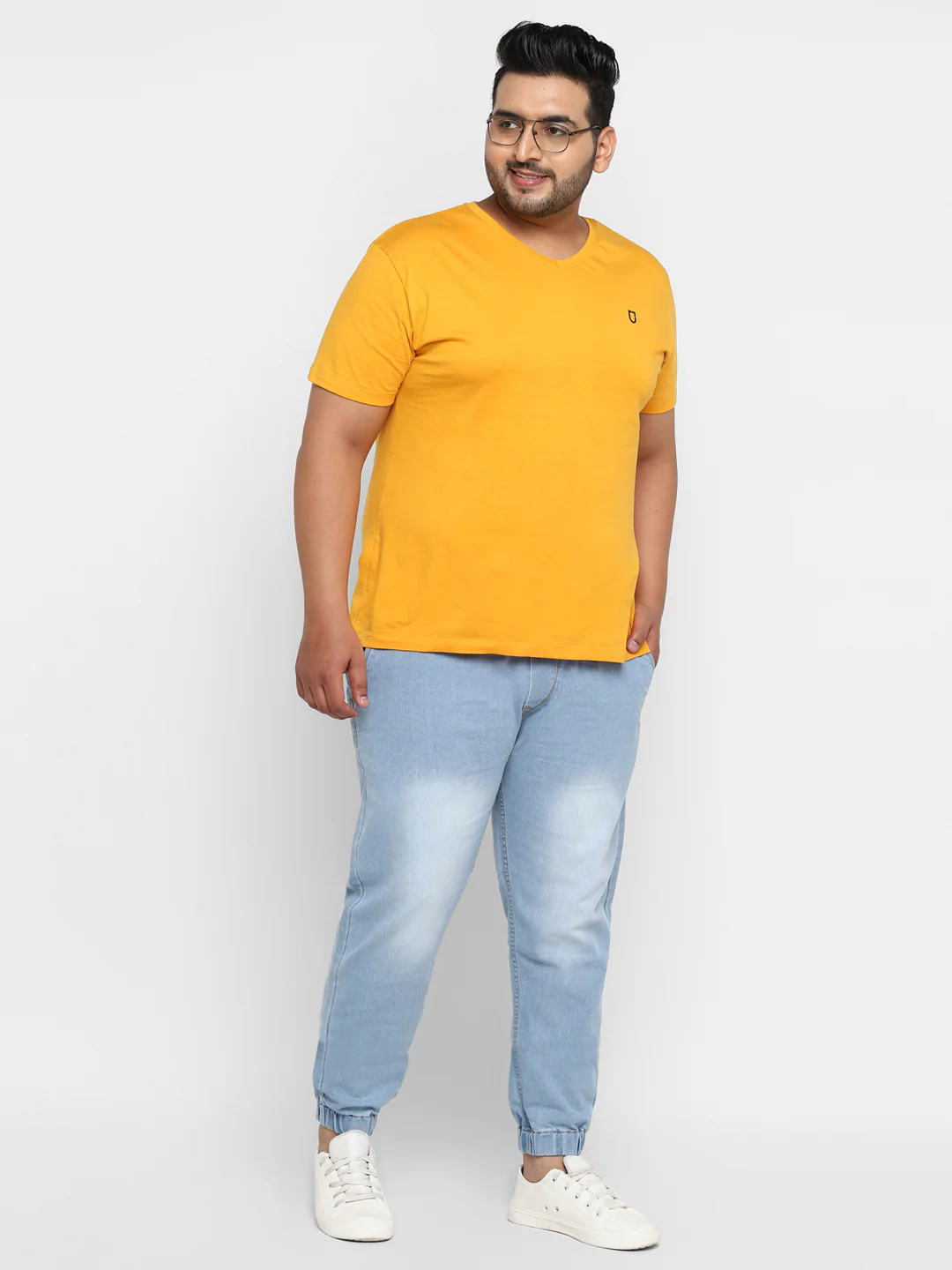 Plus Men's Light Blue Regular Fit Jogger Jeans Stretch - Image 4