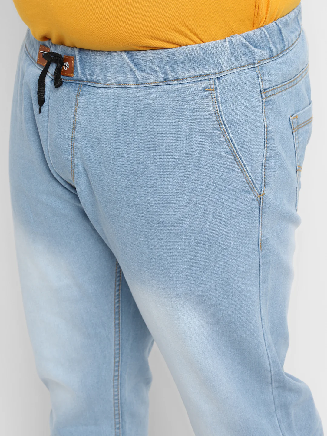Plus Men's Light Blue Regular Fit Jogger Jeans Stretch - Image 5