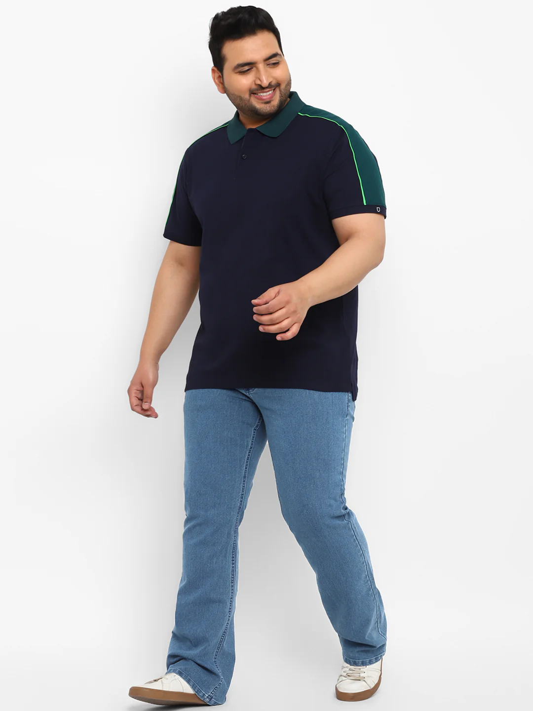 Plus Men's Light Blue Regular Fit Washed Denim Bootcut Jeans Stretchable - Image 5