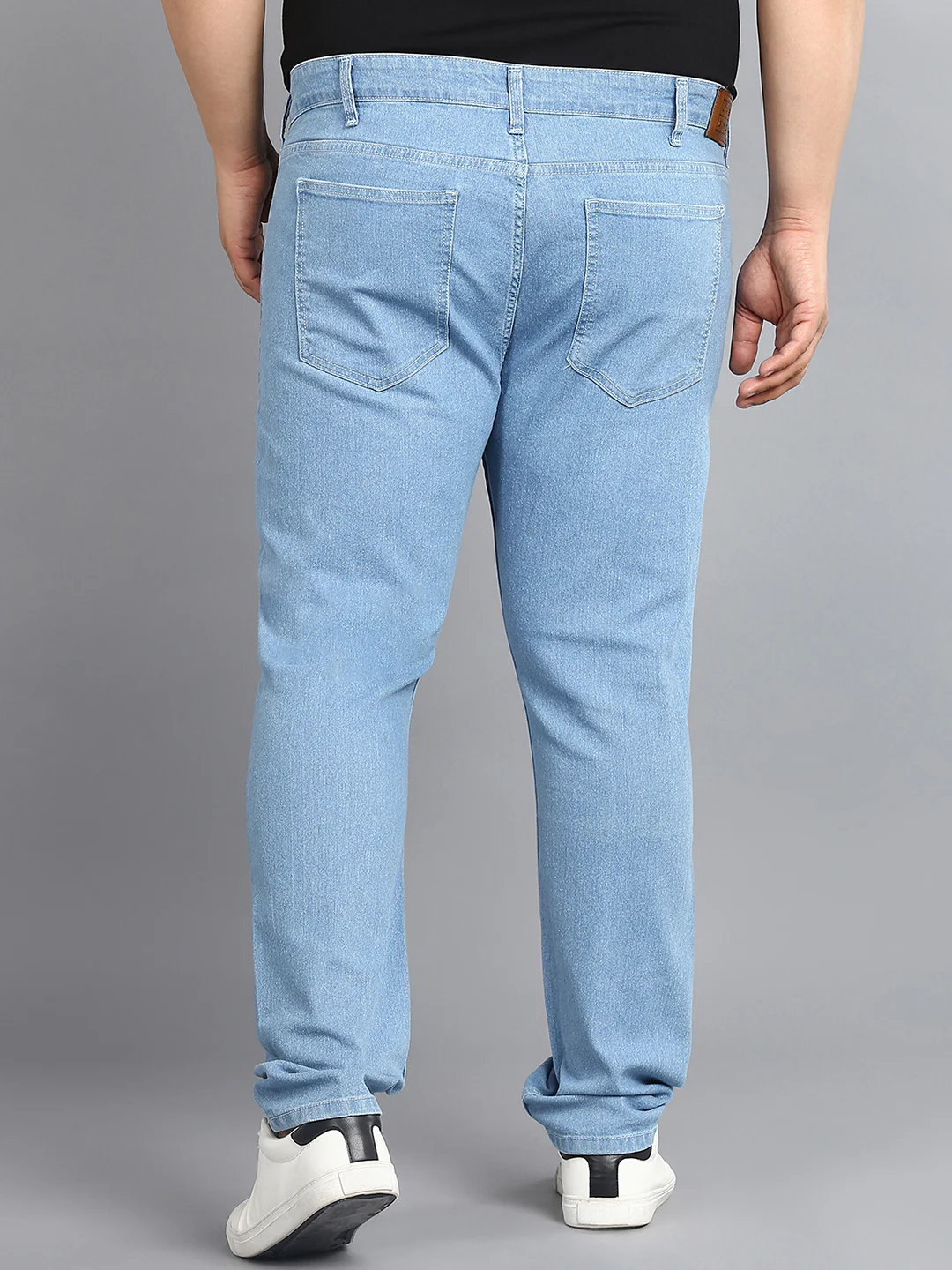 Plus Men's Light Blue Regular Fit Washed Jeans Stretchable - Image 3