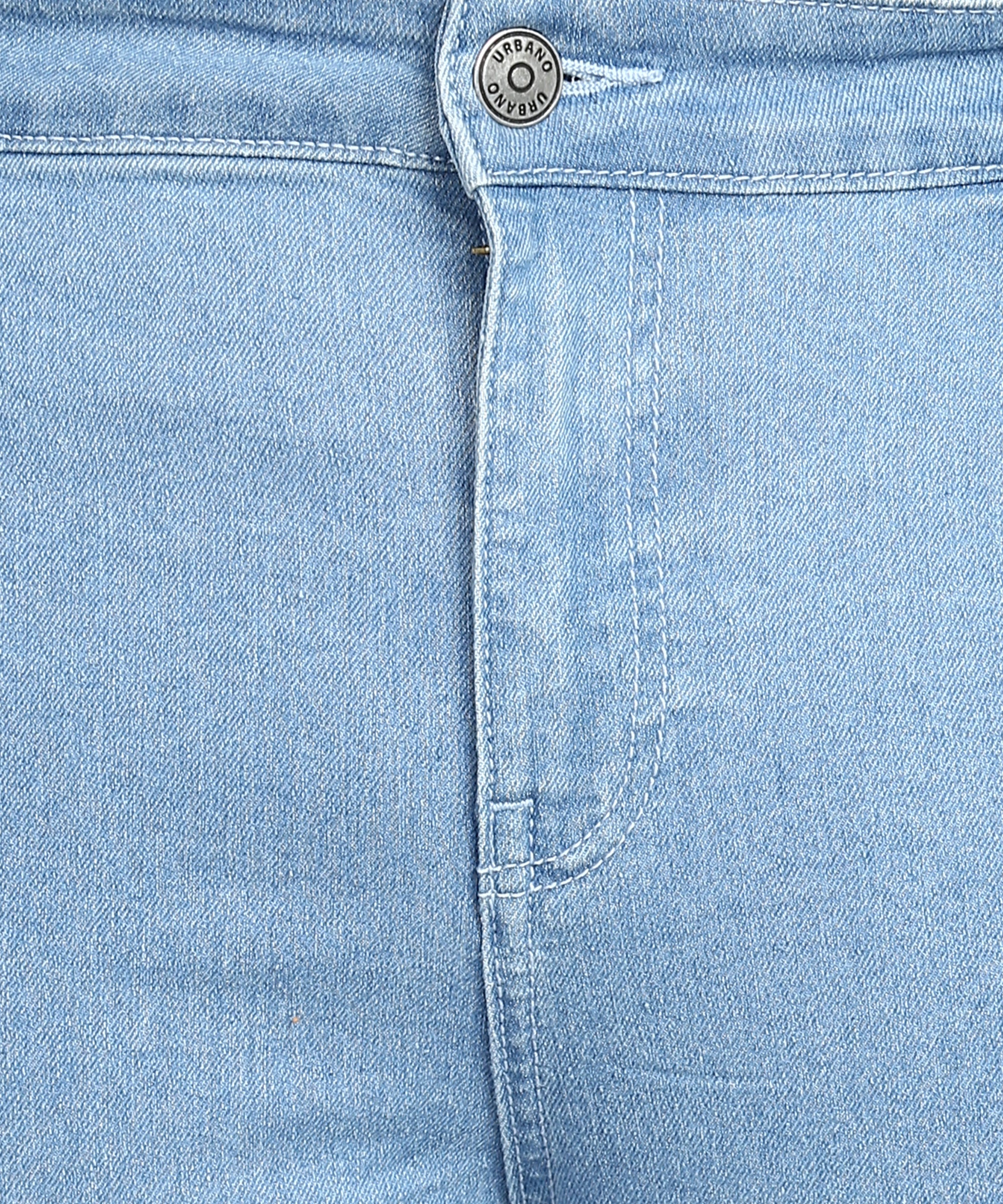 Plus Men's Light Blue Regular Fit Washed Jeans Stretchable - Image 5