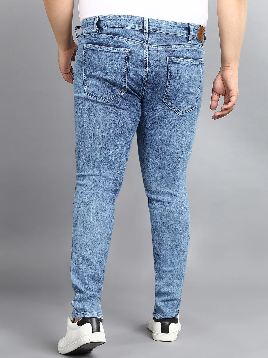 Plus Men's Light Blue Regular Fit Washed Jeans Stretchable - Image 3