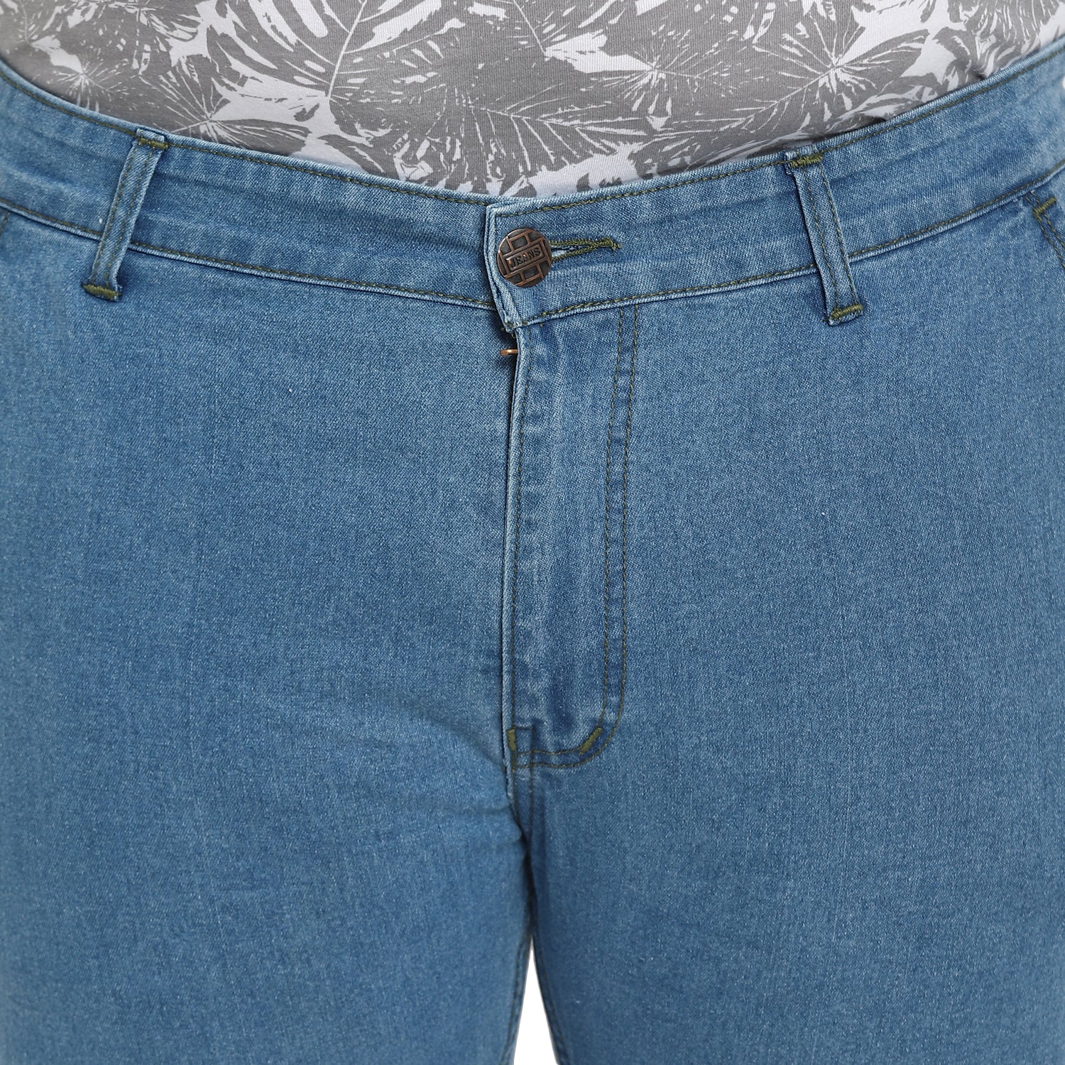 Plus Men's Light Blue Regular Fit Washed Jeans Stretchable - Image 6