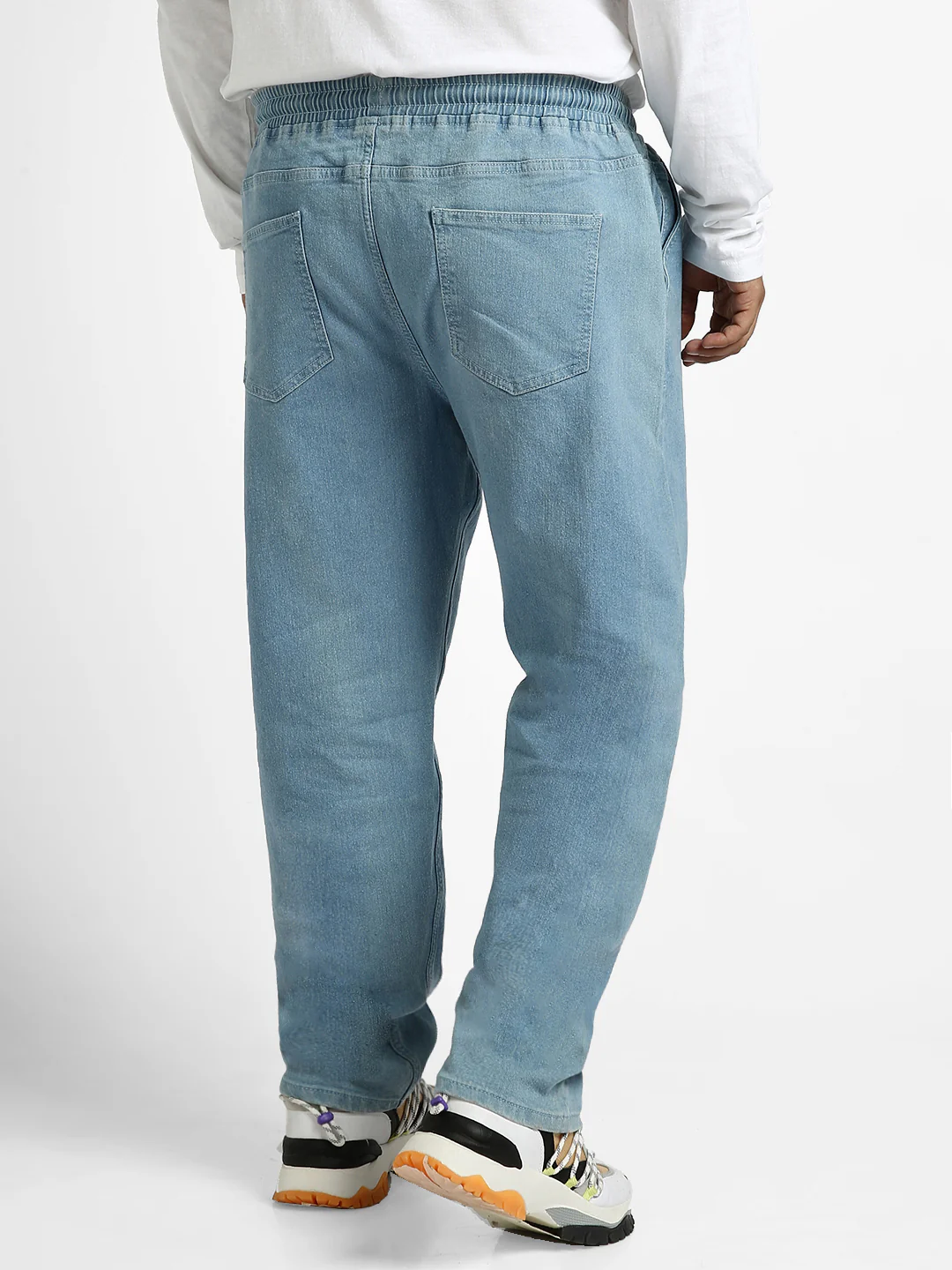 Plus Men's Light Blue Regular Fit Washed Jogger Jeans Stretchable - Image 3