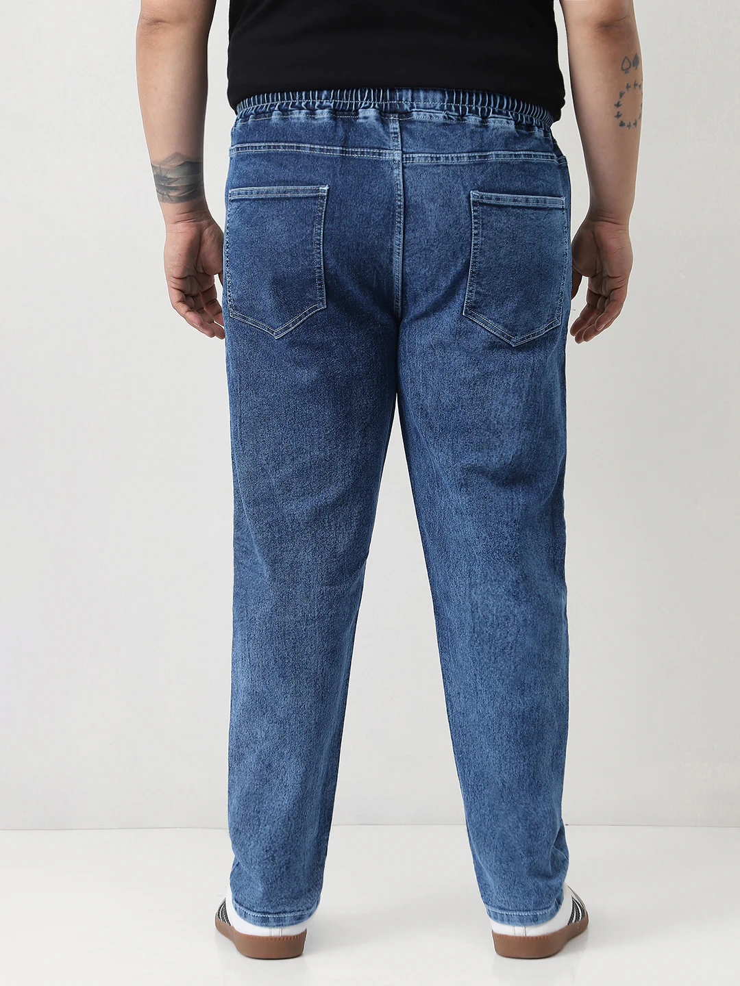 Plus Men's Light Blue Regular Fit Washed Jogger Jeans Stretchable - Image 3