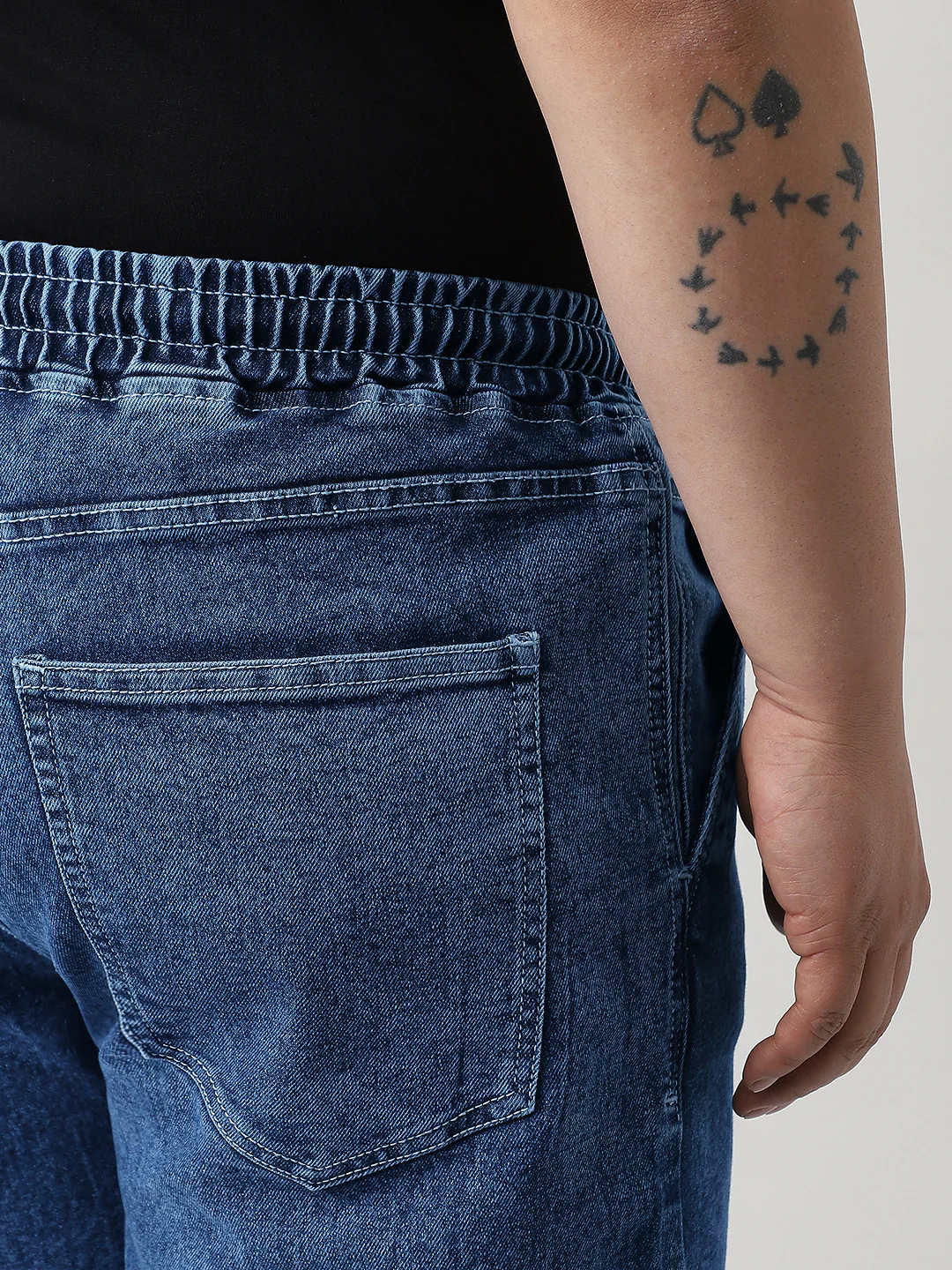 Plus Men's Light Blue Regular Fit Washed Jogger Jeans Stretchable - Image 5