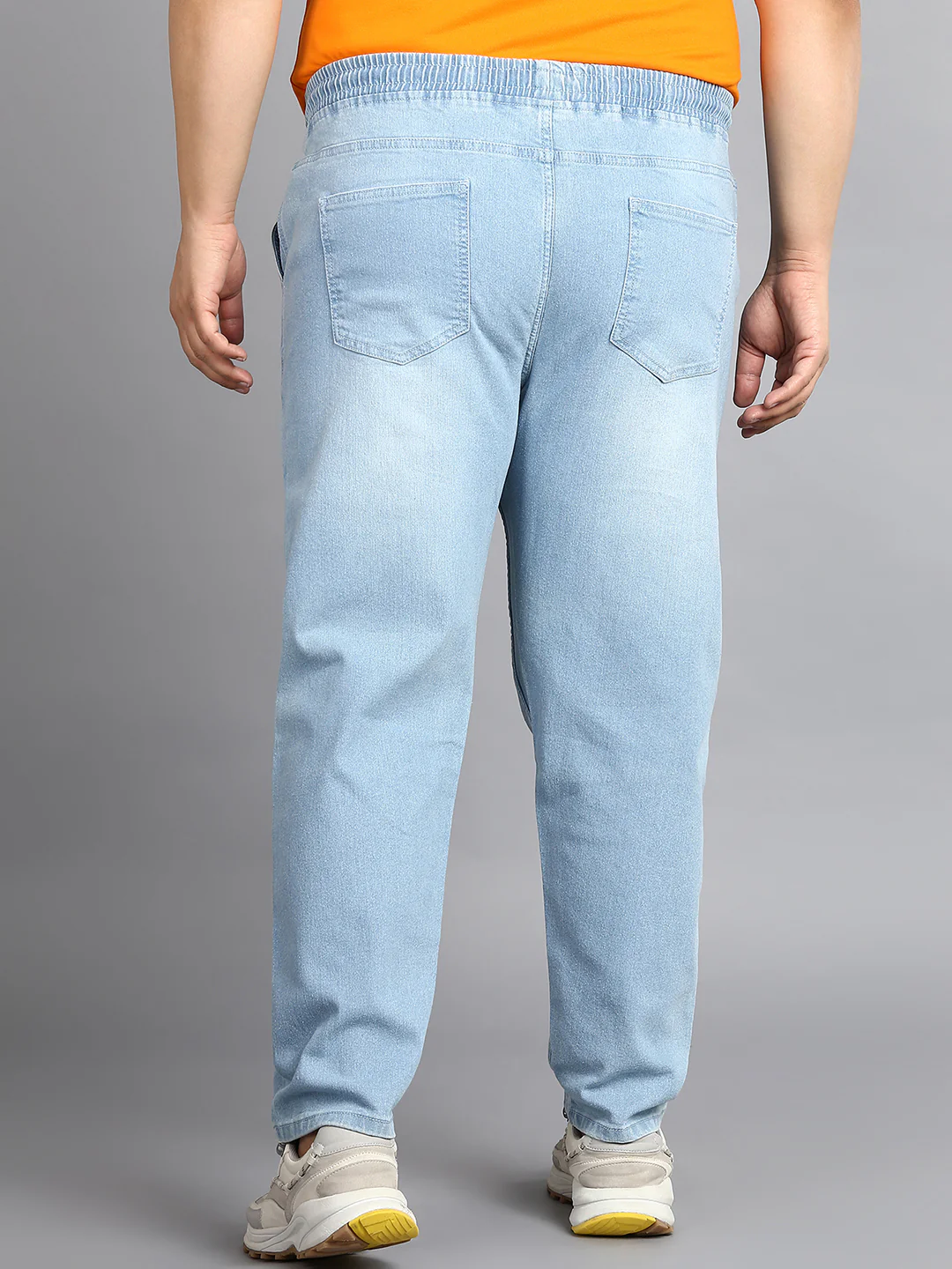 Plus Men's Light Blue Regular Fit Washed Jogger Jeans Stretchable - Image 3