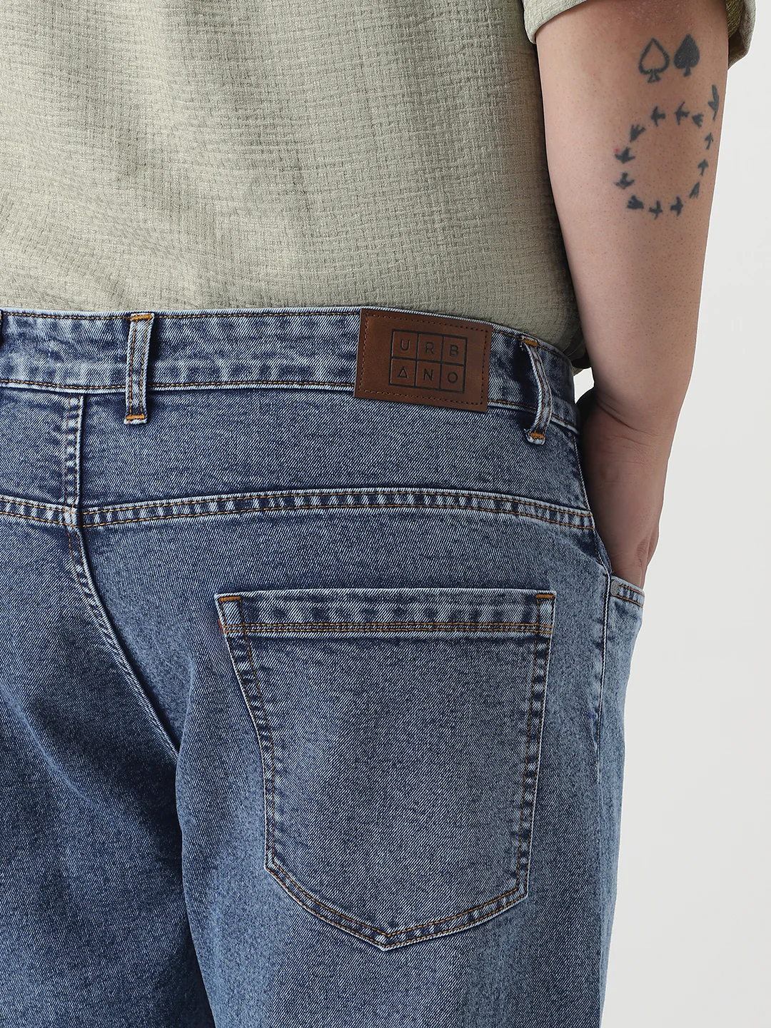 Plus Men's Light Blue Slim Fit Washed Denim Jeans Stretchable - Image 6