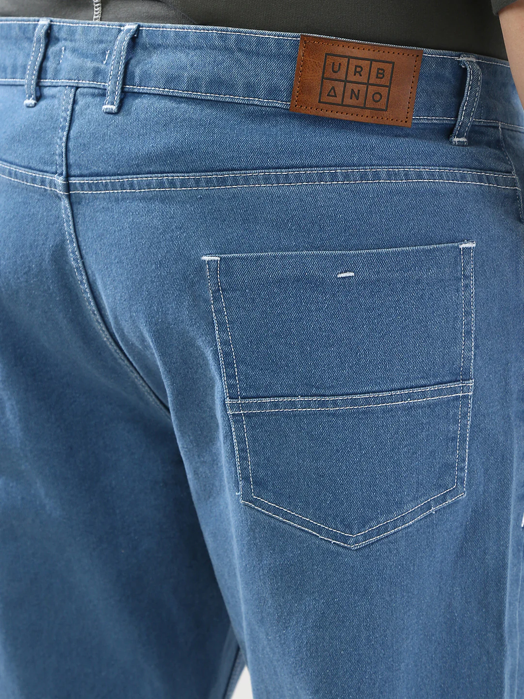 Plus Men's Light Blue Straight Fit Washed Jeans Stretchable - Image 6