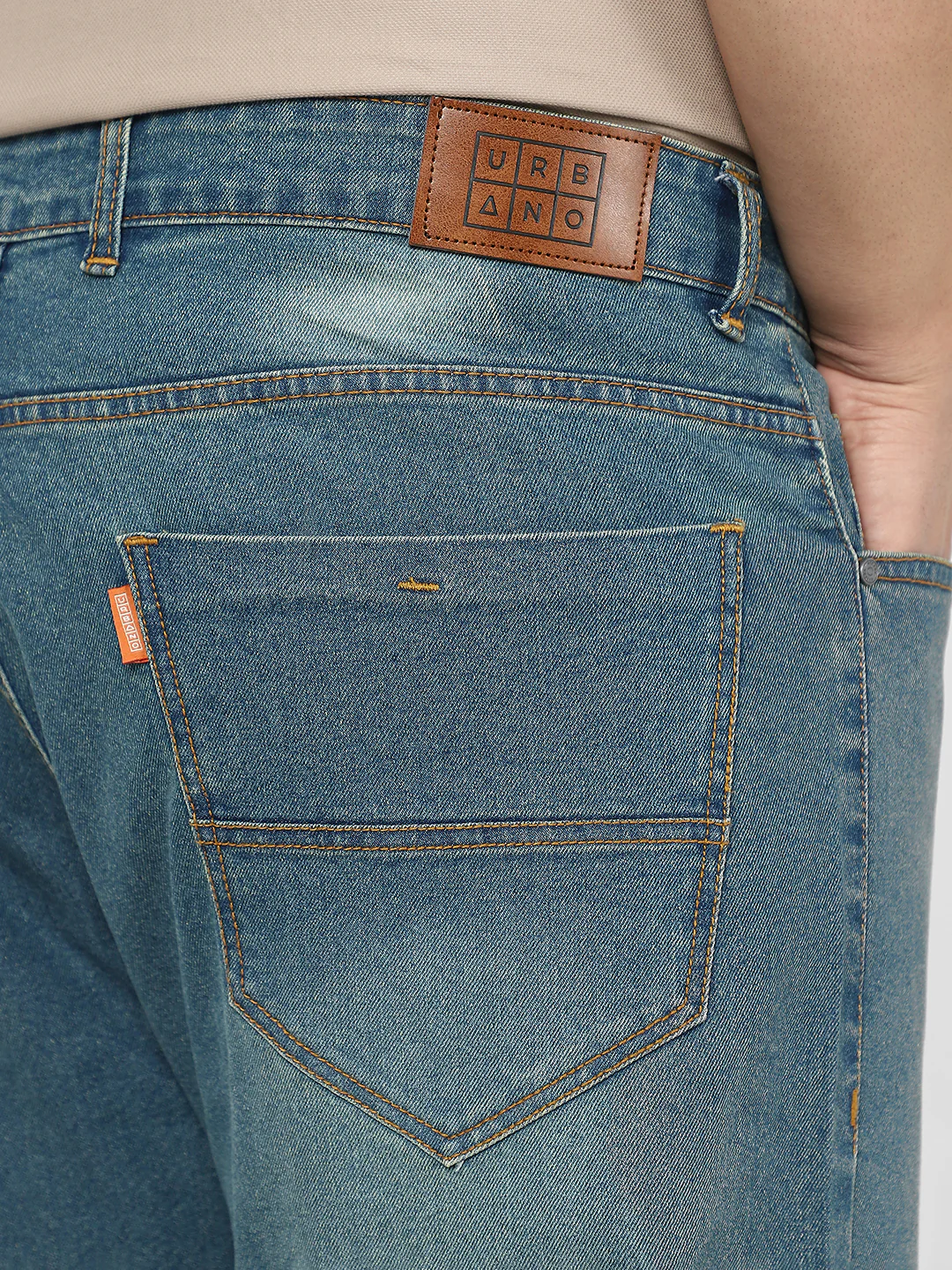 Plus Men's Light Blue Straight Fit Washed Jeans Stretchable - Image 6