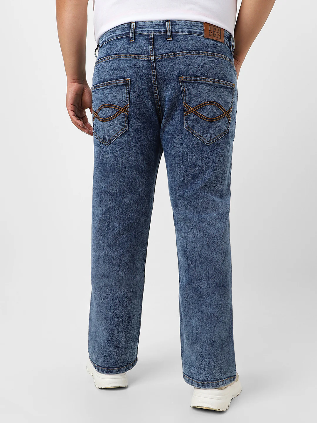 Plus Men's Light Blue Washed Bootcut Jeans Stretchable - Image 3