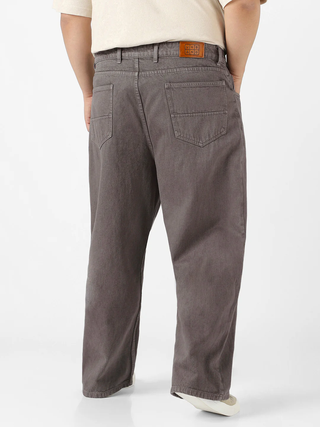Plus Men's Light Chocolate Loose Fit Washed Jeans Non-Stretchable - Image 3