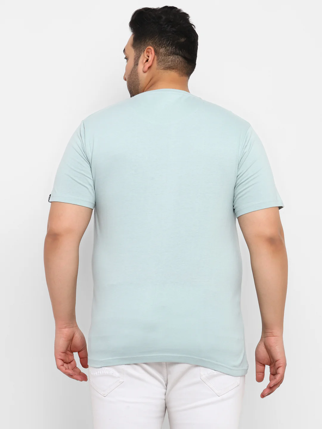 Urbano Plus Men's Light Green Graphic Printed Half Sleeve Regular Fit Cotton T-Shirt - Image 3