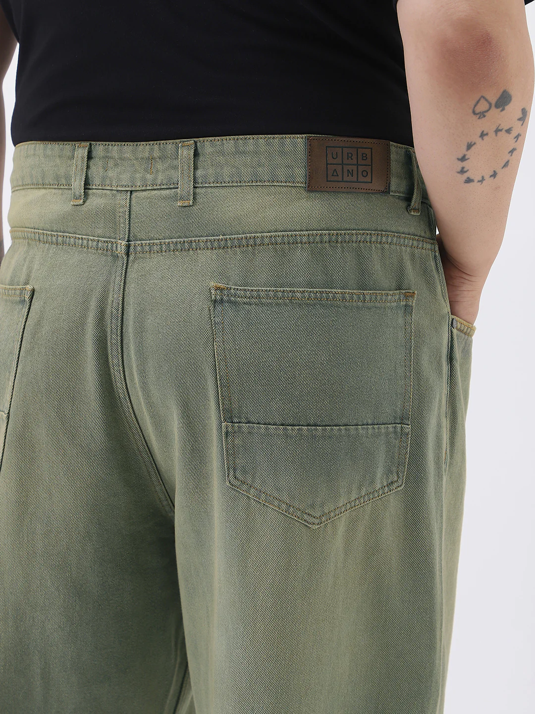 Plus Men's Light Grey Loose Baggy Fit Heavy Washed Jeans Non-Stretchable - Image 6