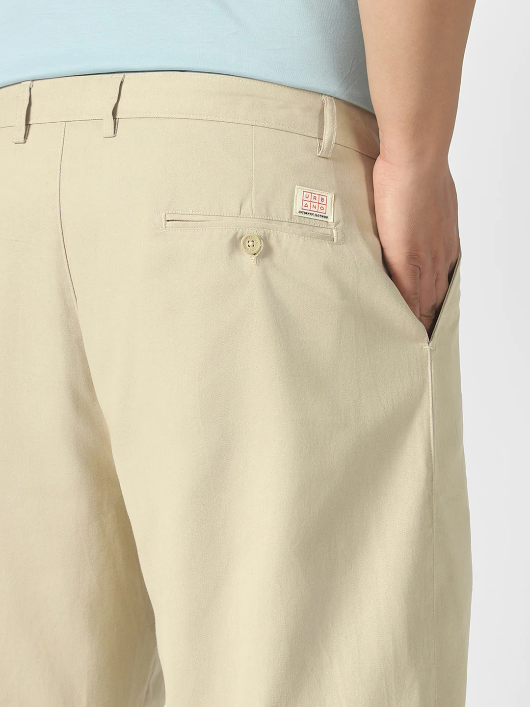 Plus Men's Light Grey Loose Baggy Fit Solid Chino Trousers Non-Stretchable - Image 5