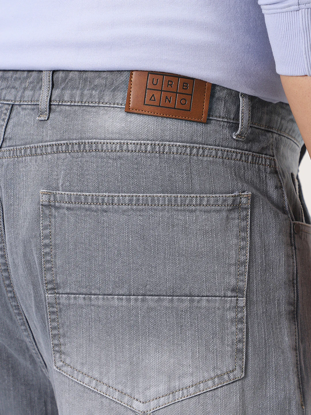 Plus Men's Light Grey Loose Baggy Fit Washed Denim Jeans Non-Stretchable - Image 6