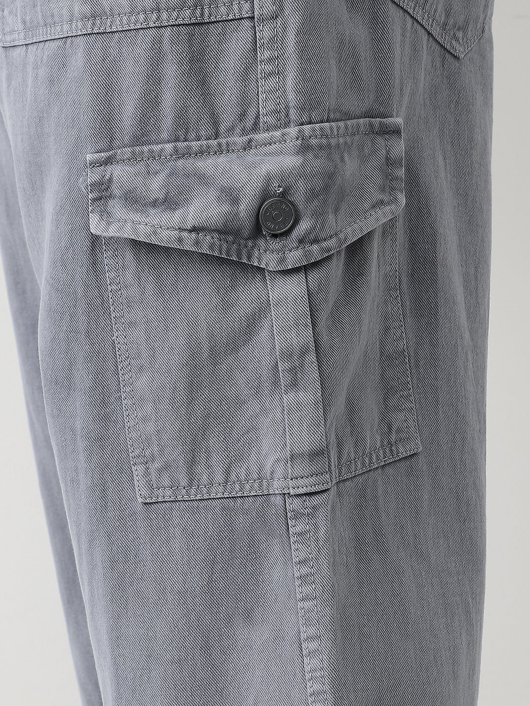 Plus Men's Light Grey Loose Fit Cargo Jeans with 6 Pockets Non-Stretchable - Image 6