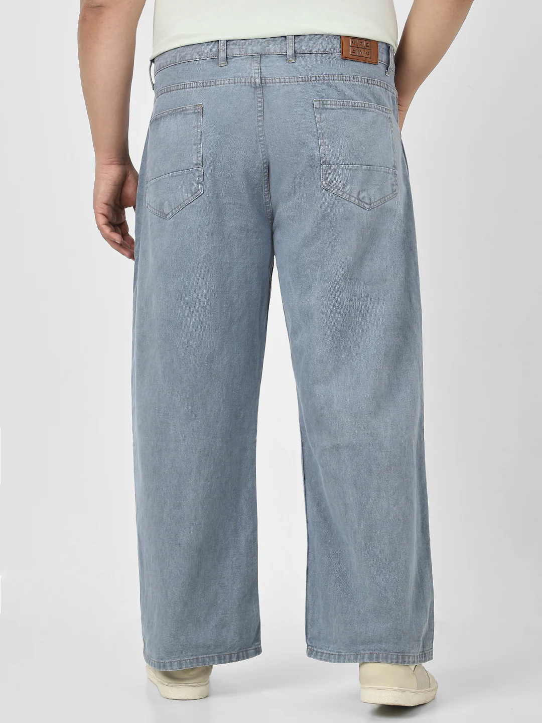 Plus Men's Light Grey Loose Fit Washed Jeans Non-Stretchable - Image 3