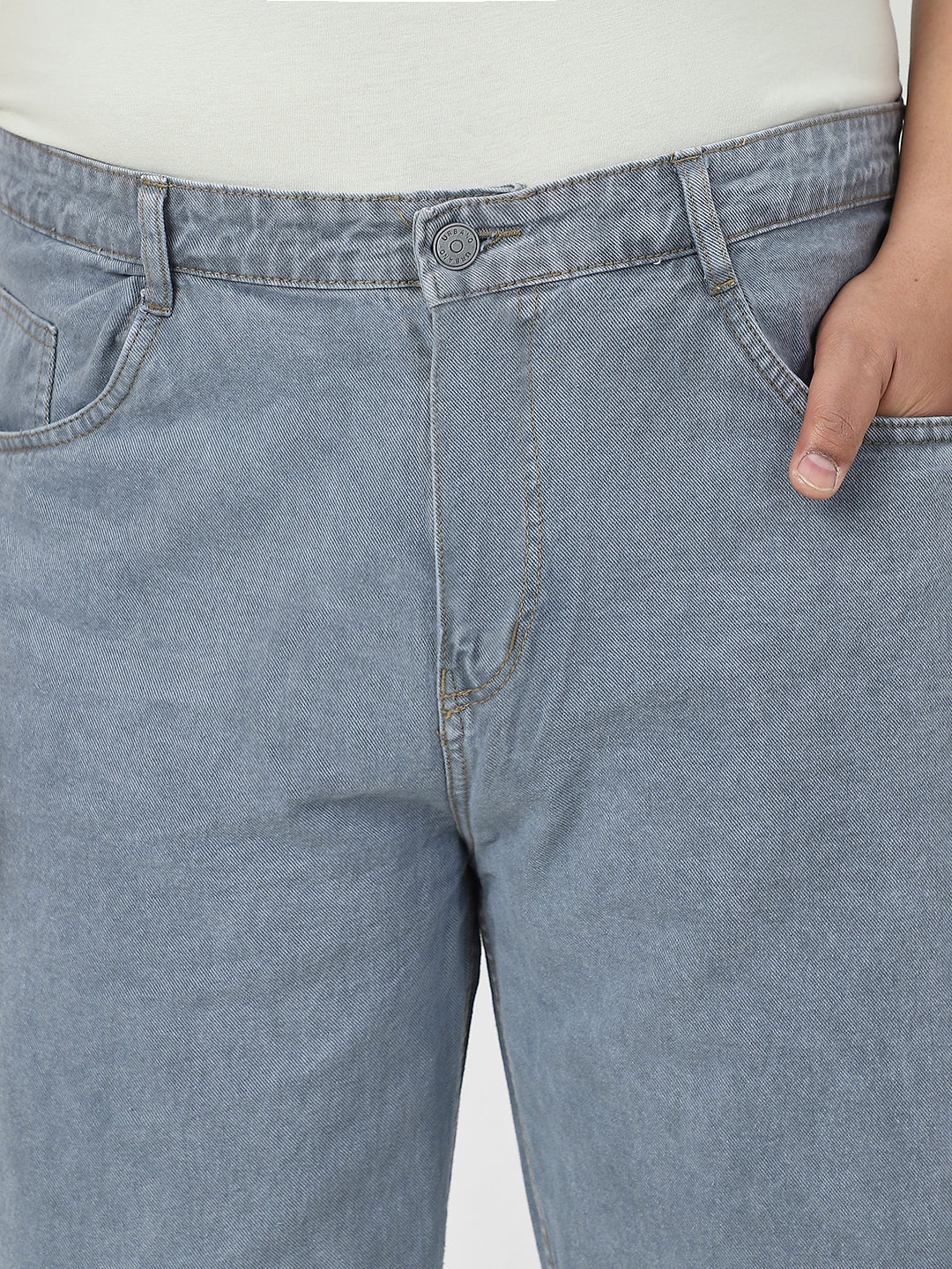 Plus Men's Light Grey Loose Fit Washed Jeans Non-Stretchable - Image 5