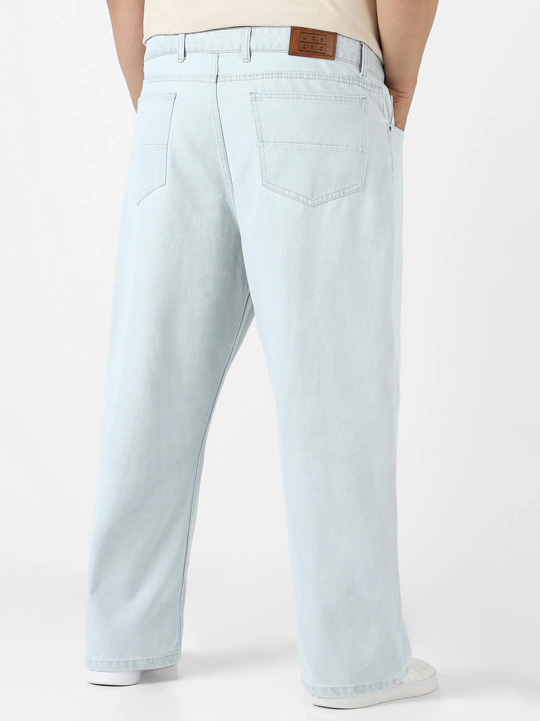 Plus Men's Light Grey Loose Fit Washed Jeans Non-Stretchable - Image 4