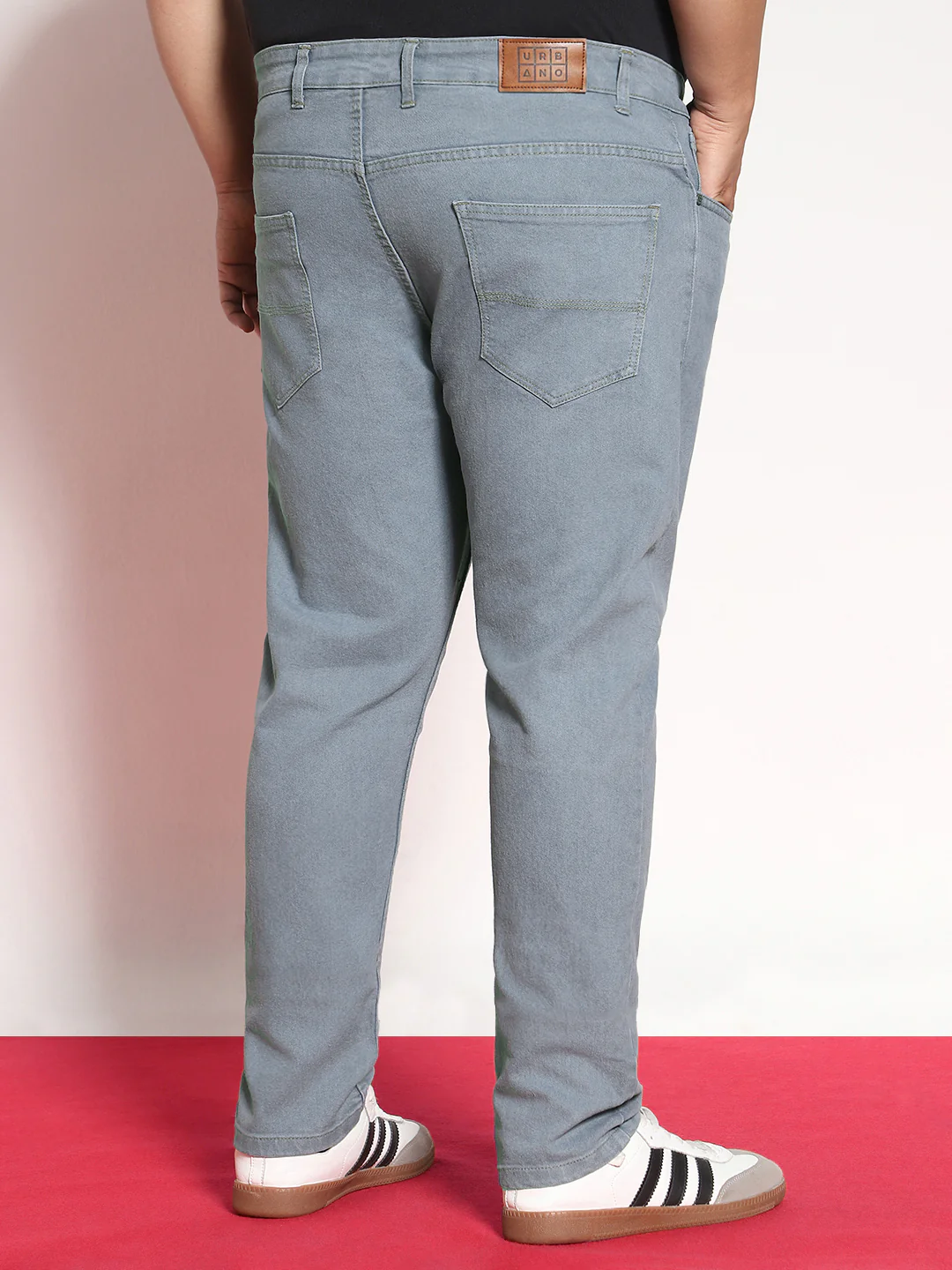 Plus Men's Light Grey Regular Fit Denim Jeans Stretchable - Image 4