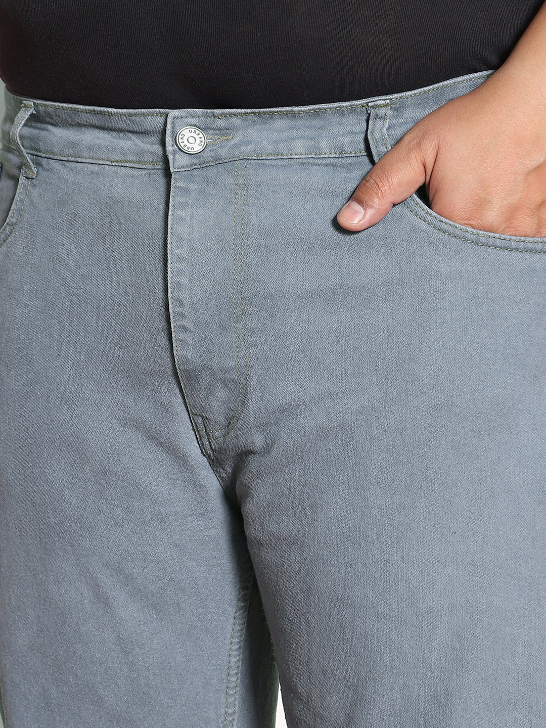 Plus Men's Light Grey Regular Fit Denim Jeans Stretchable - Image 6