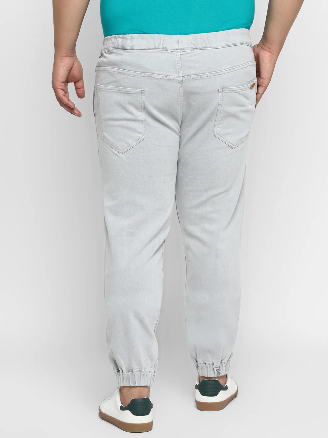 Plus Men's Light Grey Regular Fit Washed Jogger Jeans Stretch - Image 3