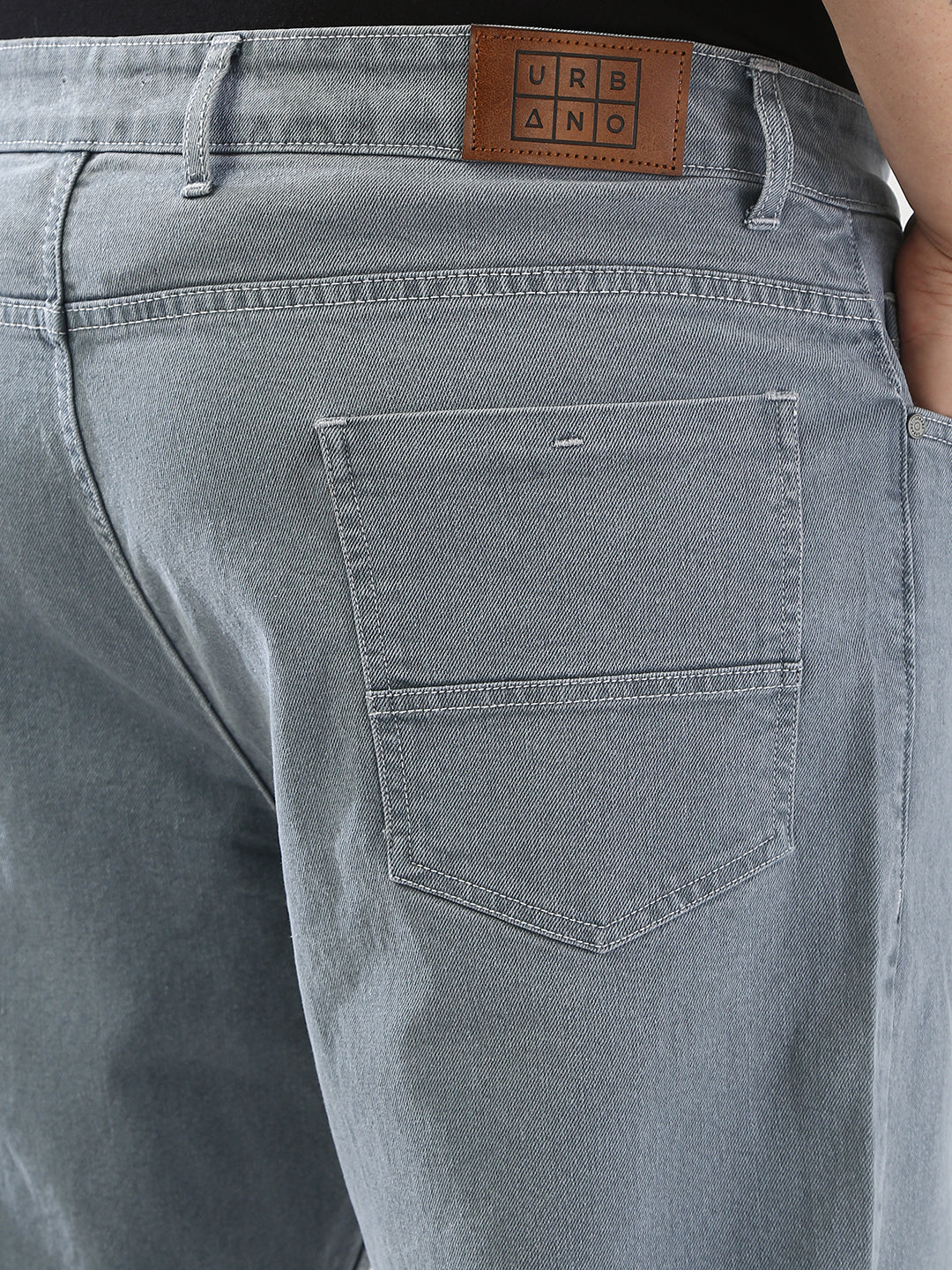 Plus Men's Light Grey Straight Fit Washed Jeans Stretchable - Image 6