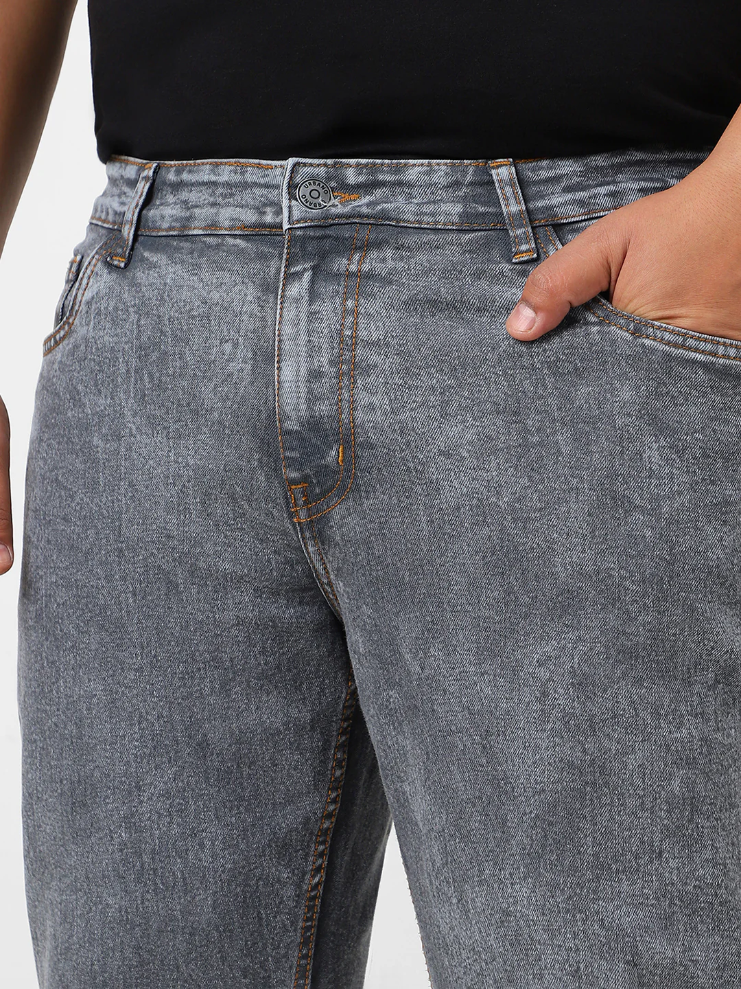 Plus Men's Light Grey Washed Bootcut Jeans Stretchable - Image 5