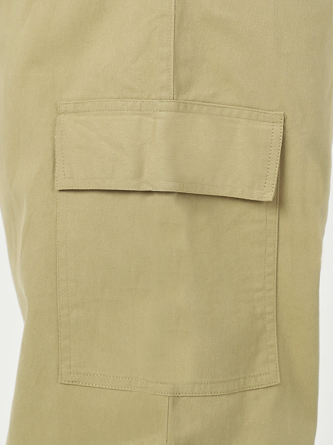 Plus Men's Light Olive Loose Baggy Fit Solid Cargo Chino Pant with 6 Pockets Non-Stretchable - Image 5