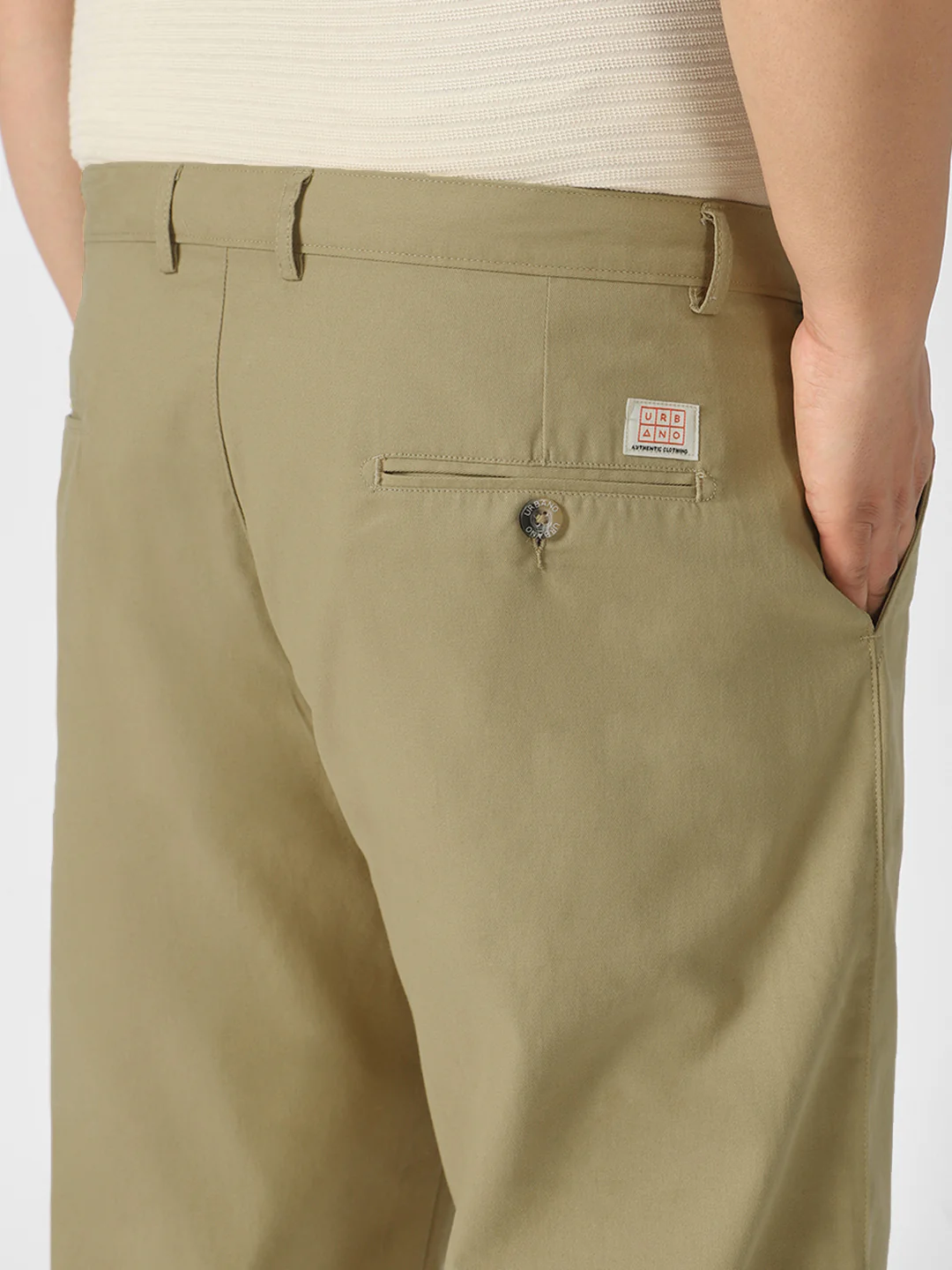 Plus Men's Light Olive Loose Baggy Fit Solid Chino Trousers Non-Stretchable - Image 5